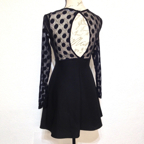 LuLu's In Hot Dot-ter Long Sleeve Black Dress XS - Picture 10 of 12
